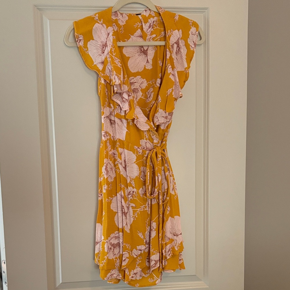 Free People Yellow and Pink Floral Mini Dress